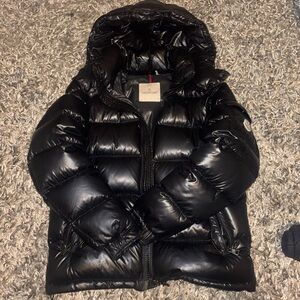 Moncler Shiny Black Hooded Puffer Jacket